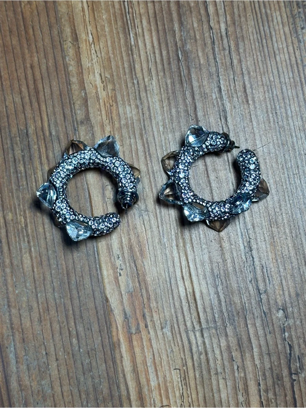 Swarovski Sublima Clear Crystal Spike Hoop Earrings - Picture 5 of 7